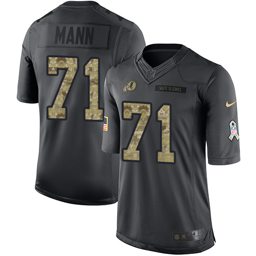 Men's Limited Charles Mann Nike Jersey Black - #71 2016 Salute to Service NFL Washington Redskins